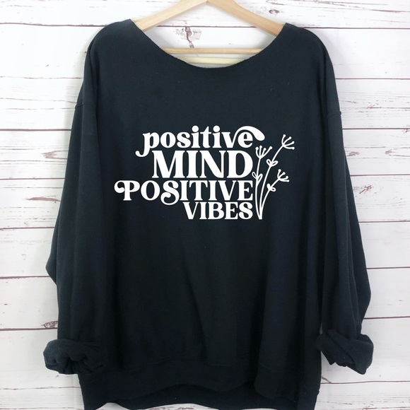 Positive Vibes Slouchy Sweatshirt S-5X Motivational Shirt - Picture 1 of 4